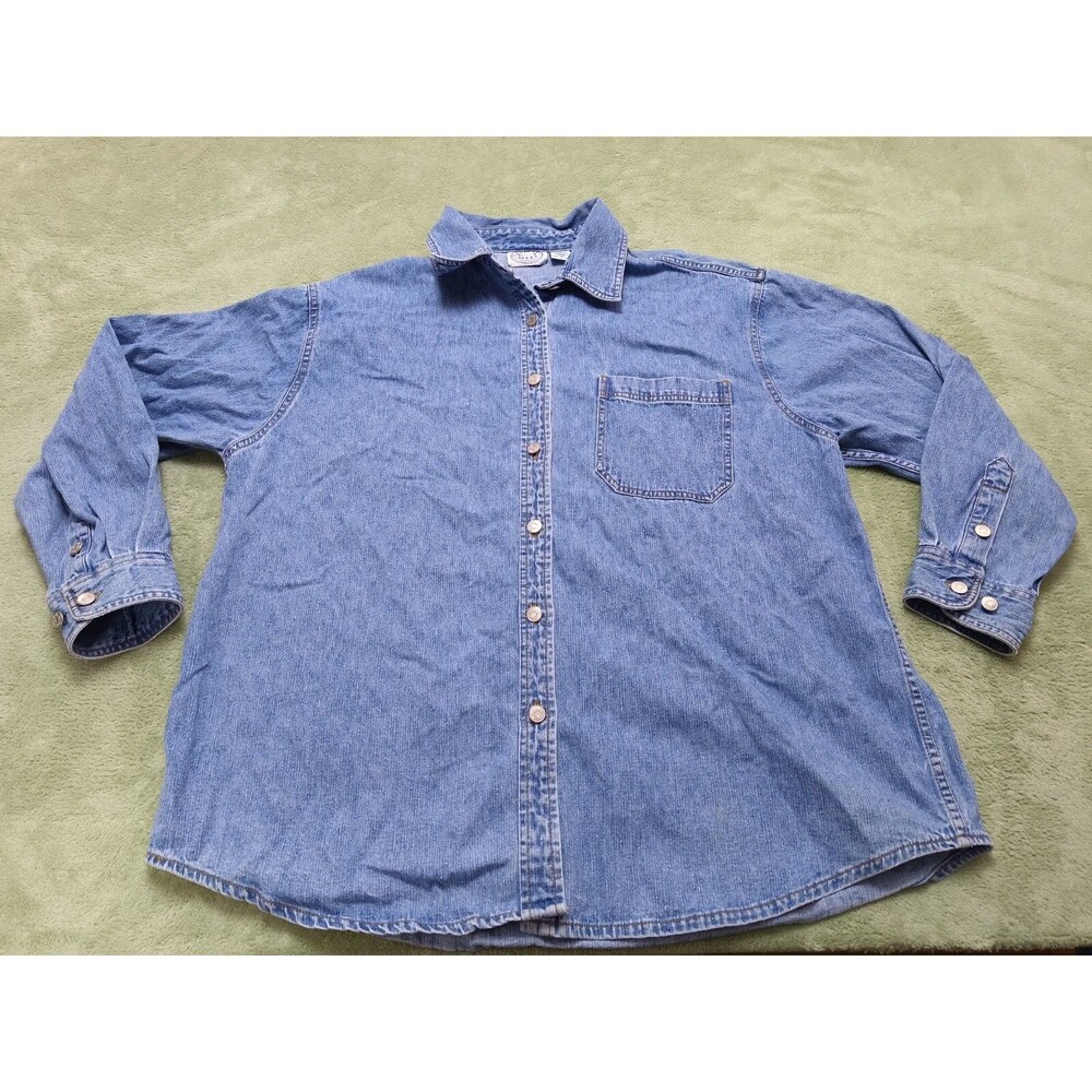 Carolina Blues Women's Long Sleeve Button Up  Vtg  Blue Jean Denim Shirt 20W